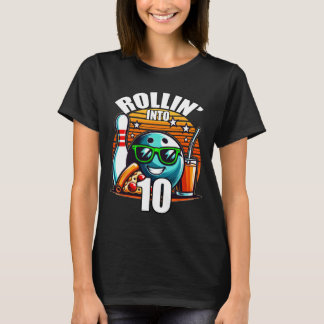 10歳の誕生日おめでとう ボウリングバースデーパーティー 10歳 Tシャツ