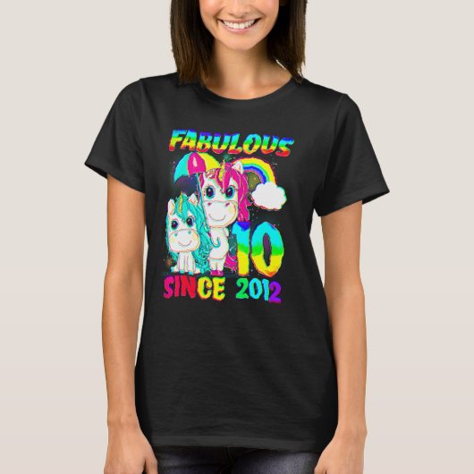 10歳の誕生日おめでとう ユニコーン ガール かわいい Tシャツ (正面)