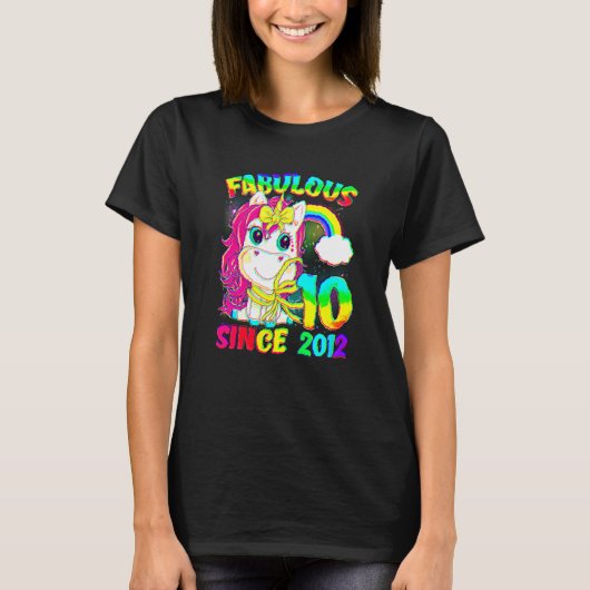 10歳の誕生日おめでとう ユニコーン ガール かわいい Tシャツ (正面)