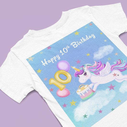 10歳の誕生日おめでとう ユニコーン バースデーケーキ Tシャツ