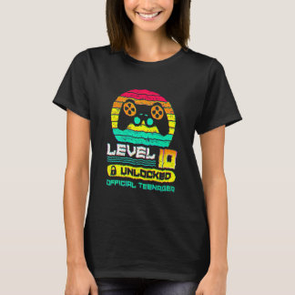 10歳の誕生日おめでとう！レベル10をアンロックした少年公式Tシャツ Tシャツ