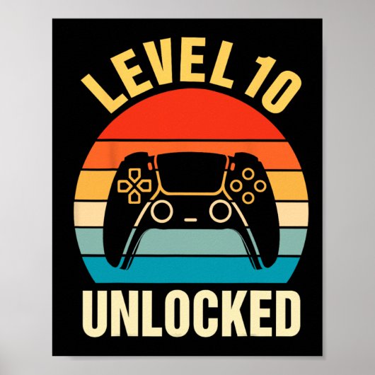 10歳の誕生日おめでとう レベル10到達 ゲーム好きな少年 10 ポスター (正面)