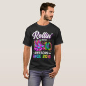 10歳の誕生日おめでとう ローラースケート女子  Tシャツ (正面フル)