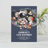 10歳の誕生日おめでとう！宇宙の惑星少年 招待状 (スタンド正面)