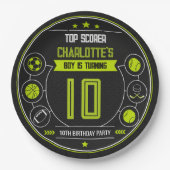 10歳の誕生日おめでとう！少年スポーツ ペーパープレート (正面)