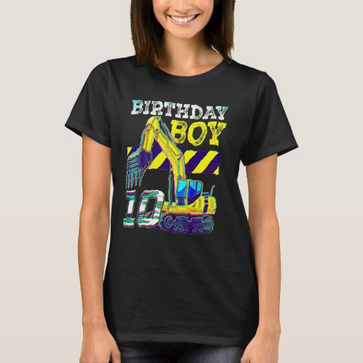 10歳の誕生日おめでとう 建設車両 10歳の男の子 Tシャツ (正面)