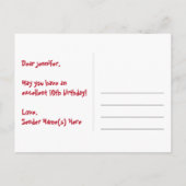 10歳の誕生日おめでとう：楽しいスターパターン、虹10、名前 ポストカード (裏面)