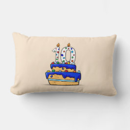 10歳の誕生日おめでとう 青いケーキに10 ランバークッション