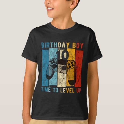 10歳の誕生日おめでとう 10才 レベルアップだ! 10歳の誕生日 Tシャツ (正面)