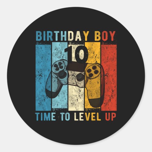 10歳の誕生日おめでとう 10才 レベルアップ 10歳の誕生日 ラウンドシール (正面)