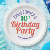 10歳の誕生日お祝い紙皿 ペーパープレート