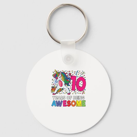 10歳の誕生日お祝い ダビング ユニコーン ギフト 10才 キーホルダー (正面)