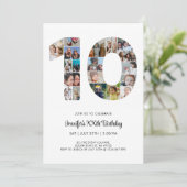 10歳の誕生日にお名前と特別な写真を入れたオリジナルコラージュ 招待状 (スタンド正面)
