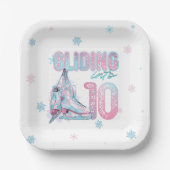 10歳の誕生日のスケートで滑るパーティー ペーパープレート (正面)