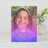 10歳の誕生日の招待パーティーフォトレインボー 招待状 (スタンド正面)