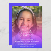 10歳の誕生日の招待パーティーフォトレインボー 招待状 (正面/裏面)