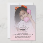 10歳の誕生日の招待Birthday Partyフォトピンク 招待状 (正面)