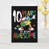 10歳の誕生日の男の子または女の子の自閉症の認識 カード (黄色い花)