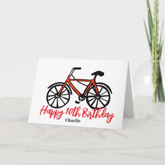 10歳の誕生日の赤い自転車 カード (正面)