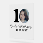 10歳の誕生日はっきりしたフォトレター子供の名前の日付st アクリルサイン (傾斜)