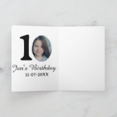 10歳の誕生日はっきりしたフォトレター子供の名前の日付st カード (内部)