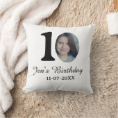 10歳の誕生日はっきりしたフォトレター子供の名前の日付st クッション (ブランケット)