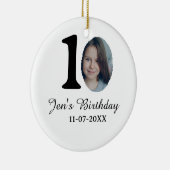 10歳の誕生日はっきりしたフォトレター子供の名前の日付st セラミックオーナメント (右)