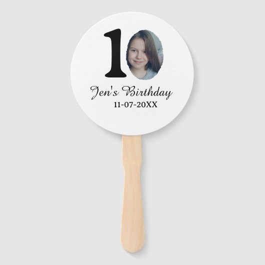 10歳の誕生日はっきりしたフォトレター子供の名前の日付st ハンドファン (正面)