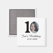 10歳の誕生日はっきりしたフォトレター子供の名前の日付st マグネット (正面/裏面)
