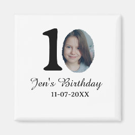 10歳の誕生日はっきりしたフォトレター子供の名前の日付st マグネット