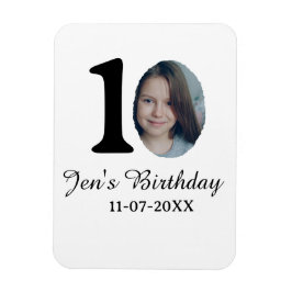 10歳の誕生日はっきりしたフォトレター子供の名前の日付st マグネット