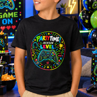 10歳の誕生日を祝うゲーマー少年パーティー Tシャツ
