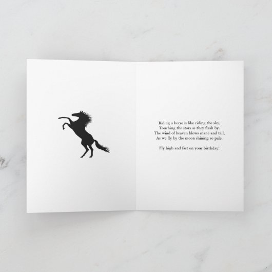 10歳の誕生日カードとスピリットホース カード (内部)