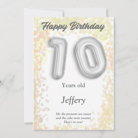 10歳の誕生日カード (裏面)