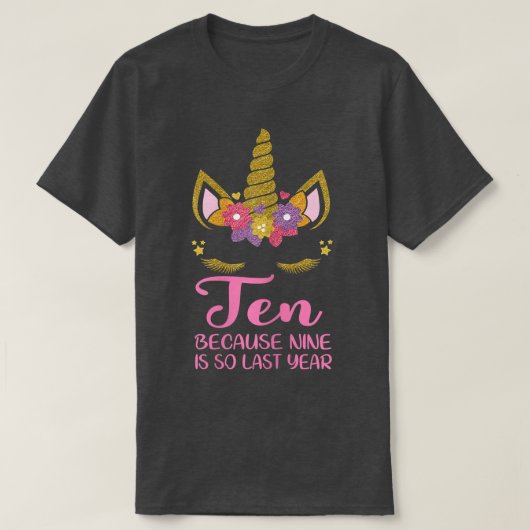 10歳の誕生日ガール衣装ユニコーン10thバット tシャツ (デザイン正面)