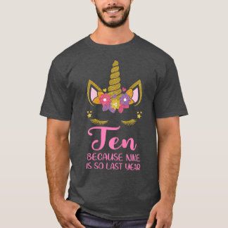 10歳の誕生日ガール衣装ユニコーン10thバット tシャツ