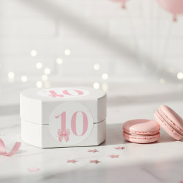 10歳の誕生日ガール ピンクの蝶ネクタイ ステッカー