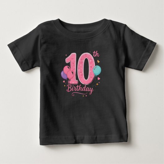 10歳の誕生日キッズTシャツ ベビーTシャツ (正面)