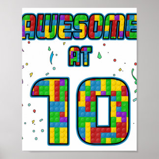 10歳の誕生日ギフト年齢10ビルドブロックBri ポスター