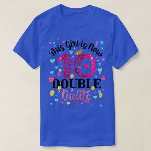 10歳の誕生日ギフト彼の女の子は今10ダブ Tシャツ (デザイン正面)