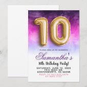 10歳の誕生日グラデーション招待状 招待状 (正面/裏面)