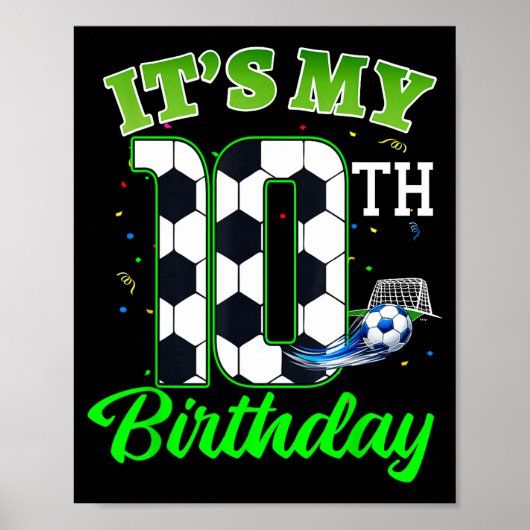 10歳の誕生日サッカーボール 男の子 女の子 子供 サッカー スポーツ ポスター (正面)