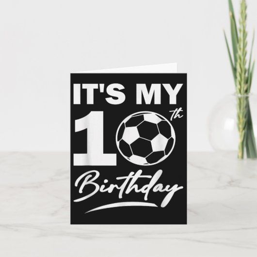 10歳の誕生日サッカー選手少年パーティーお祝い カード (正面)