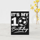 10歳の誕生日サッカー選手少年パーティーお祝い カード (黄色い花)