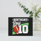 10歳の誕生日サッカー パーティーテーマ 男の子 ポストカード (スタンド正面)