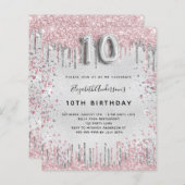 10歳の誕生日シルバーピンクグリッター (正面/裏面)