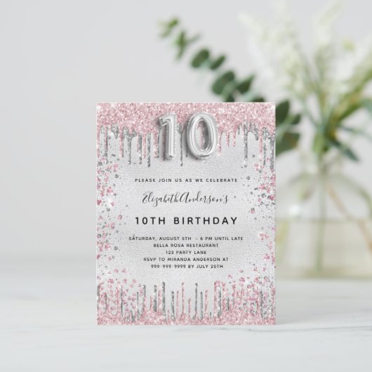 10歳の誕生日シルバーピンクグリッター (スタンド正面)