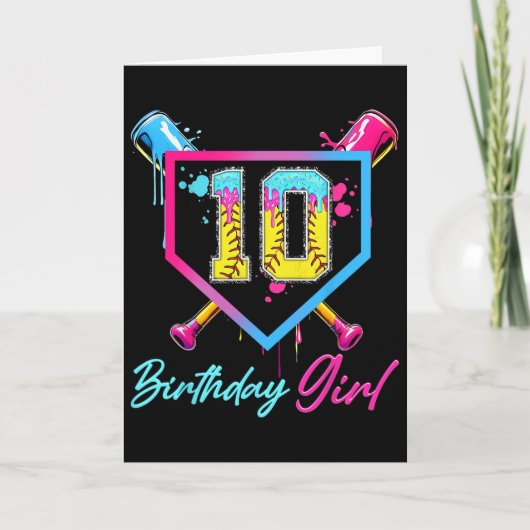 10歳の誕生日ソフトクリームタイダイ 10歳の誕生日おめでとう カード (正面)