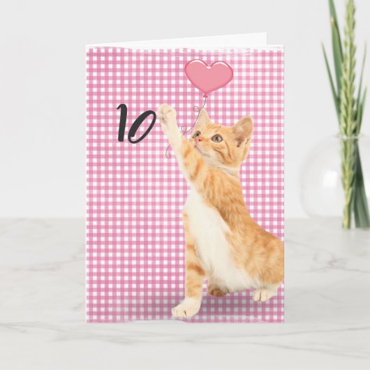 10歳の誕生日トラ猫 カード (正面)