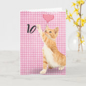 10歳の誕生日トラ猫 カード (黄色い花)